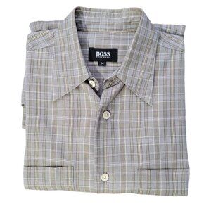 BOSS Hugo Boss Long Sleeve Plaid Button Down Shirt Size M